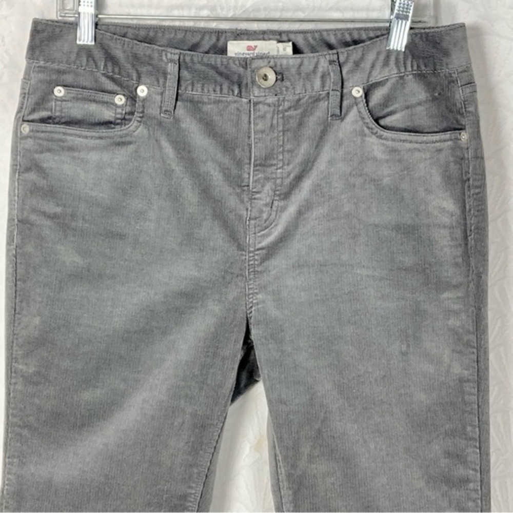 Vineyard Vines Jamie High Rise Women Gray Sz 10 Side-slit Skinny Corduroy Pants - Picture 4 of 7